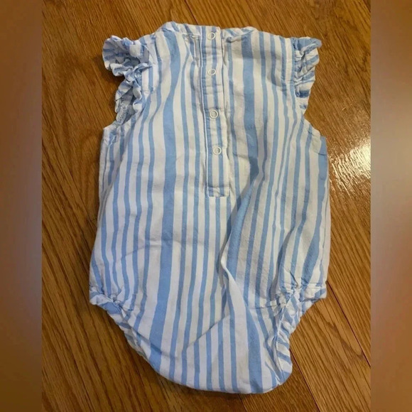 Monica and Andy Blue and White Stripe One Piece Bubble Romper Size 0-3 Months - Picture 4 of 4